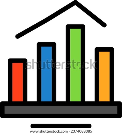 Bar chart Line Filled Vector Icon Design