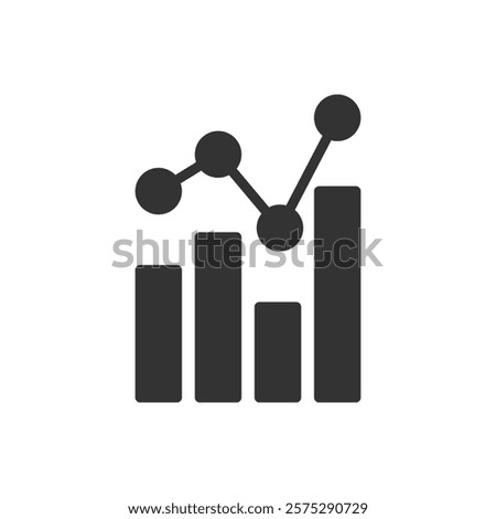 Bar chart with line graph glyph icon. Vector illustration