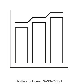 Bar Chart With Line Graph Line Icon. Data Analysis, Business Growth, And Financial Performance Tracking. Statistical Visualization. Isolated Vector Illustration.