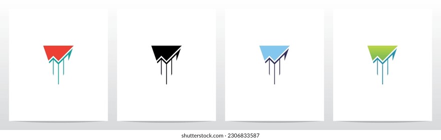 Bar Chart Line Graph Letter Logo Design V