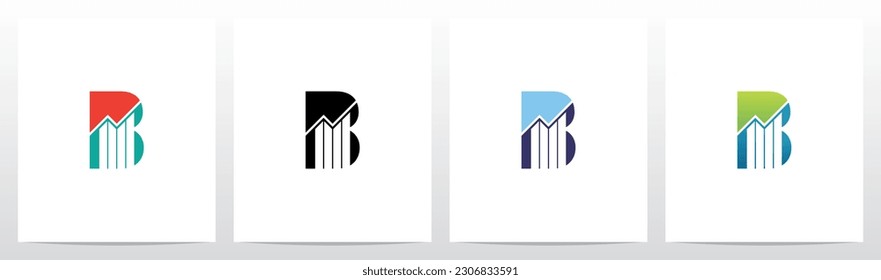 Bar Chart Line Graph Letter Logo Design B