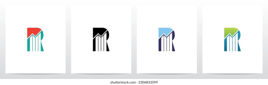 Bar Chart Line Graph Letter Logo Design R