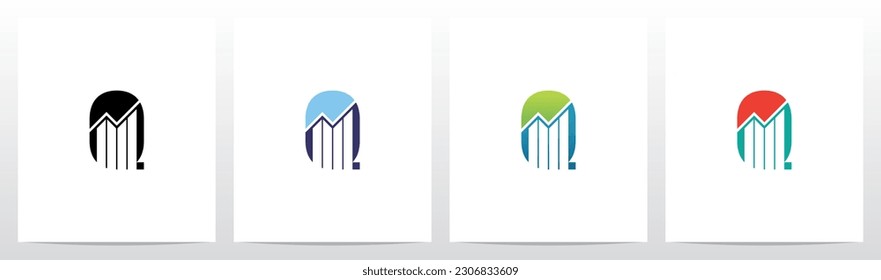 Bar Chart Line Graph Letter Logo Design Q