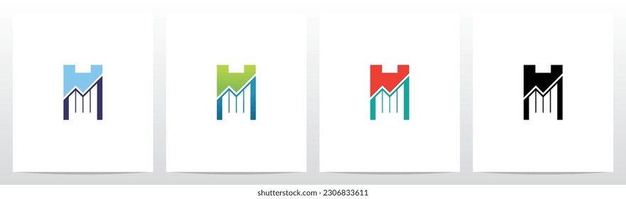 Bar Chart Line Graph Letter Logo Design H