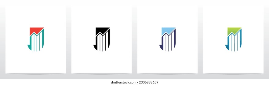 Bar Chart Line Graph Letter Logo Design J