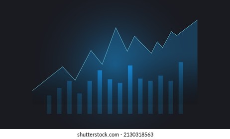Balkendiagramm mit Liniendiagramm zeigen den Börsenkurs oder den Gewinn aus Finanzinvestitionen. Hintergrundkonzept für die Unternehmensplanung