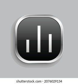 bar chart line icon design. Glossy Button style rounded rectangle isolated on gray background. Vector illustration