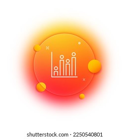 Icono de línea de gráfico de barras. Diagrama, datos estadísticos, estadísticas, círculos, capturas, gráfico, analítica, análisis, ciencia, presentación, estrategia. Concepto de negocio. Estilo de glasmorfismo. Icono de línea de vector