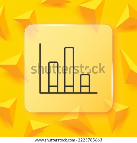 Bar chart line icon. Diagram, graph, working infographics, statistics, data science, analytics, analysis, startegy, presentation, visual aid report, workflow, briefing. Business concept. Glassmorphism