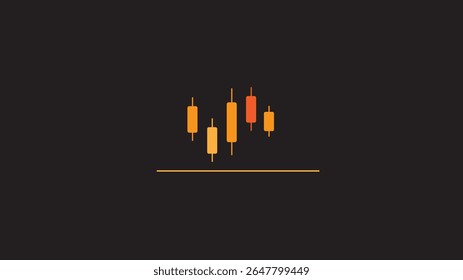 Bar chart line Icon Isolated, business graph chart stock icon on black background.