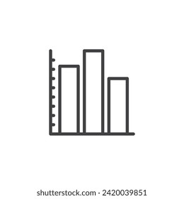 Bar Chart line icon. linear style sign for mobile concept and web design. Graph data with vertical bars outline vector icon. Symbol, logo illustration. Vector graphics