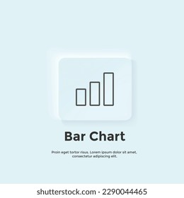 bar chart line icon, Neumorphic style button. Vector UI icon Design. Neumorphism. Vector line icon for Business and Advertising