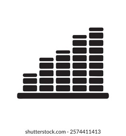 Bar chart line icon silhouette vector on white background