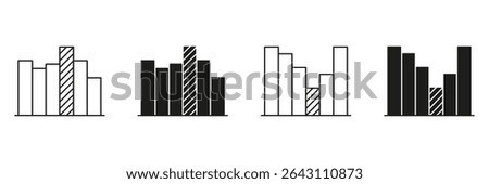 Bar Chart Line And Solid Icon Set. Data Visualization, Statistical Analysis, And Business Reporting Symbol Collection. Graphical Representation Of Information. Isolated Vector Illustration.