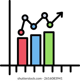 Bar Chart Line Vector Icon Design