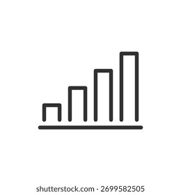 Gráfico de barras, icono lineal. Crecimiento y análisis estadístico. Línea con trazo editable