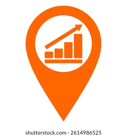 Bar chart and location pin on white