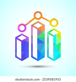 Bar chart logo design illustration, Graph icon, Growth logo sign, Growth chart low poly style