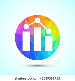 Bar chart logo design illustration, Graph icon, Growth logo sign, Growth chart low poly style