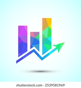 Balkendiagramm Logo-Design-Illustration, Graph-Symbol, Wachstums-Logo-Zeichen, Wachstumsdiagramm Low-Poly-Stil