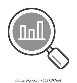 Bar Chart with Magnifying Glass Representing Insights. Data Analysis and Interpretation