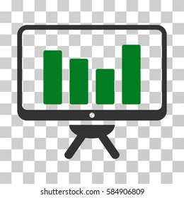 Bar Chart Monitoring Board icon. Vector illustration style is flat iconic bicolor symbol, green and gray colors, transparent background. Designed for web and software interfaces.