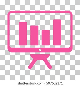 Bar Chart Monitoring Board icon. Vector illustration style is flat iconic symbol, pink color, transparent background. Designed for web and software interfaces.