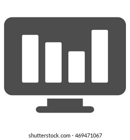 Bar Chart Monitoring icon. Vector style is flat iconic symbol with rounded angles, gray color, white background.