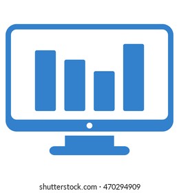 Bar Chart Monitoring icon. Vector style is flat iconic symbol with rounded angles, cobalt color, white background.