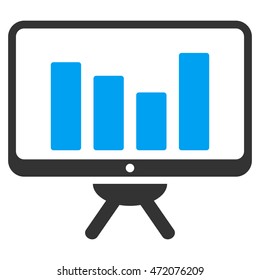 Bar Chart Monitoring icon. Vector style is bicolor flat iconic symbol with rounded angles, blue and gray colors, white background.
