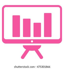 Bar Chart Monitoring icon. Vector style is flat iconic symbol with rounded angles, pink color, white background.