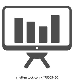 Bar Chart Monitoring icon. Vector style is flat iconic symbol with rounded angles, gray color, white background.