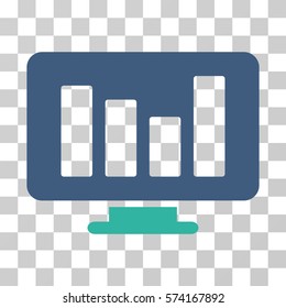 Bar Chart Monitoring icon. Vector illustration style is flat iconic bicolor symbol, cobalt and cyan colors, transparent background. Designed for web and software interfaces.