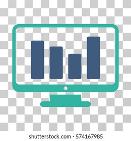 Bar Chart Monitoring icon. Vector illustration style is flat iconic bicolor symbol, cobalt and cyan colors, transparent background. Designed for web and software interfaces.