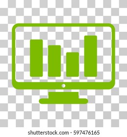 Bar Chart Monitoring icon. Vector illustration style is flat iconic symbol, eco green color, transparent background. Designed for web and software interfaces.
