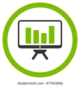 Bar Chart Monitoring rounded icon. Vector illustration style is flat iconic bicolor symbol, eco green and gray colors, white background.