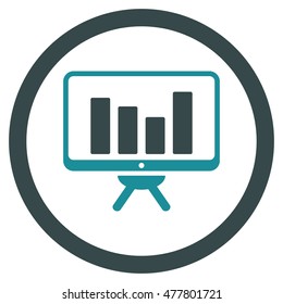 Bar Chart Monitoring rounded icon. Vector illustration style is flat iconic bicolor symbol, soft blue colors, white background.