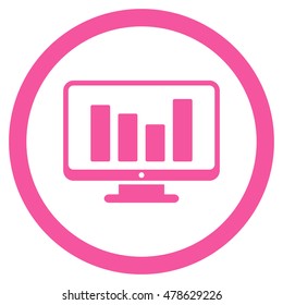 Bar Chart Monitoring rounded icon. Vector illustration style is flat iconic symbol, pink color, white background.