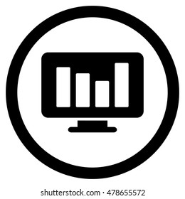 Bar Chart Monitoring rounded icon. Vector illustration style is flat iconic symbol, black color, white background.