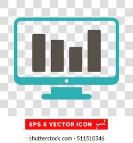Bar Chart Monitoring vector icon. Image style is a flat grey and cyan pictograph symbol.