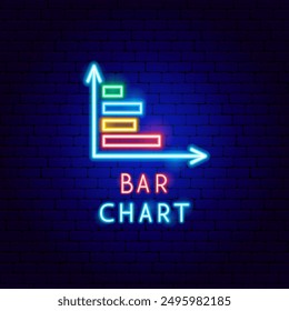 Bar Chart Neon Label. Vector Illustration of Analytics Data Symbol.