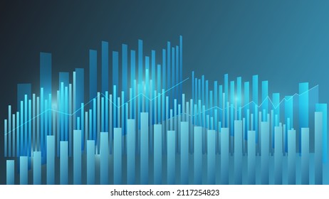 bar chart on blue background. business growth performance and financial statistics concept. vector illustration