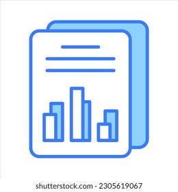 Bar chart on document showing vector of data report in trendy style, premium icon