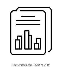 Bar chart on document showing vector of data report in trendy style, premium icon
