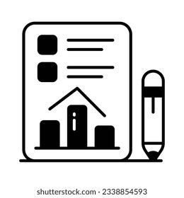 Bar chart on document showing vector design of data report in trendy style