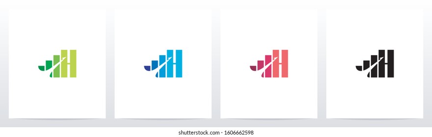 Bar Chart On Letter Logo Design H