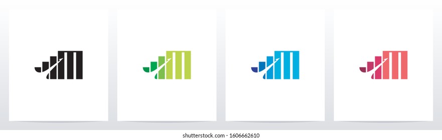 Bar Chart On Letter Logo Design M
