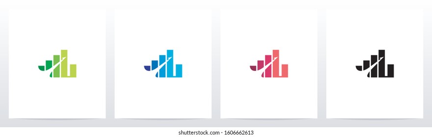Bar Chart On Letter Logo Design L