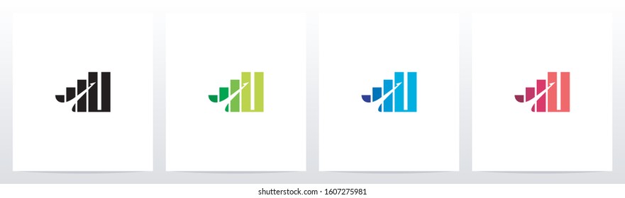 Bar Chart On Letter Logo Design U