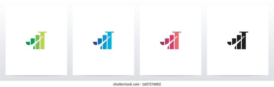 Bar Chart On Letter Logo Design T
